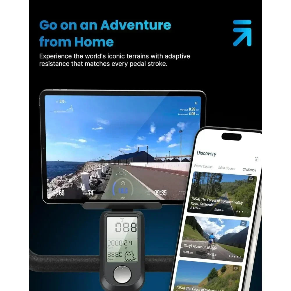 AI Smart Stationary Bike for Home, 24-Level Magnetic Resistance, Bluetooth and App Connectivity, Gifts for Men Women