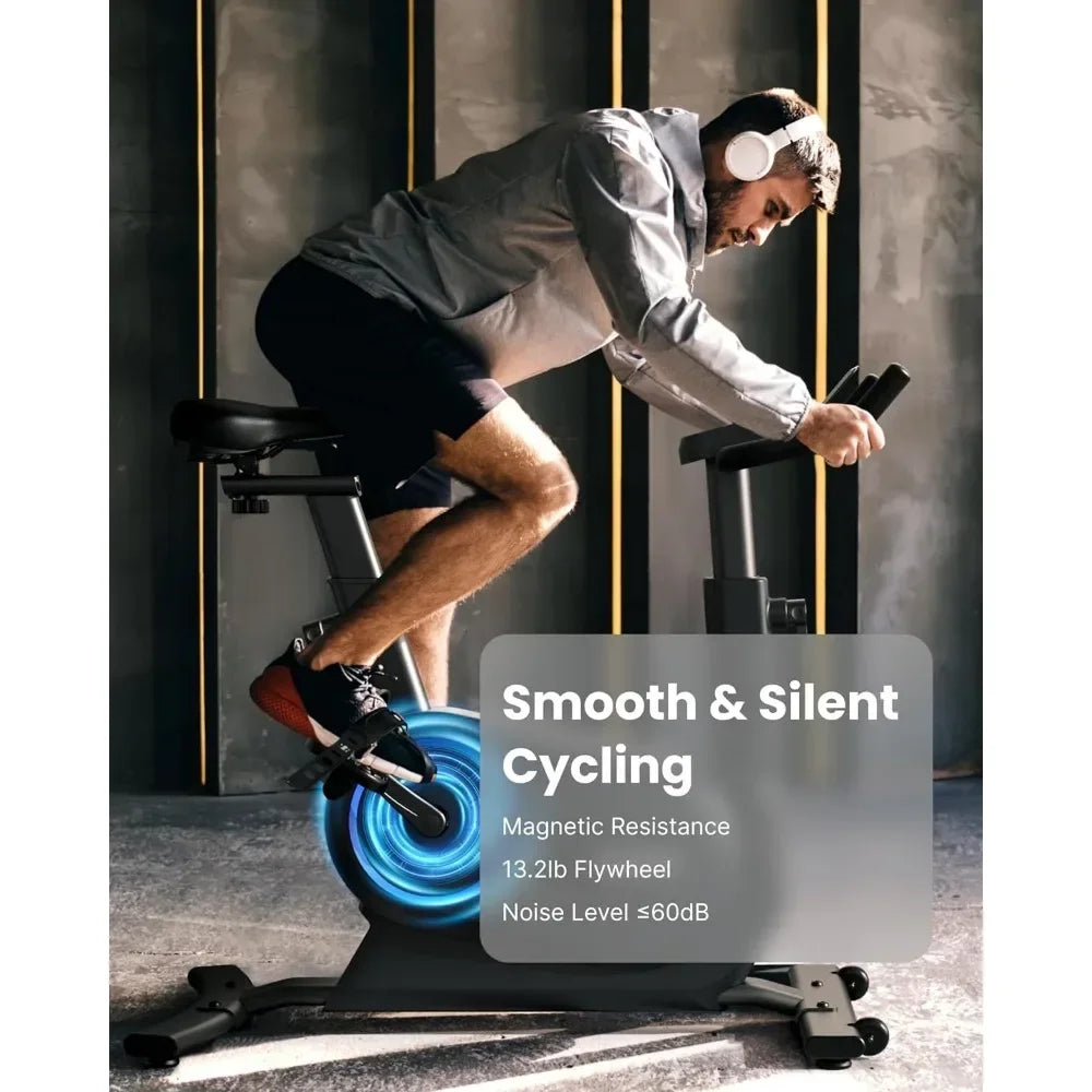 AI Smart Stationary Bike for Home, 24-Level Magnetic Resistance, Bluetooth and App Connectivity, Gifts for Men Women