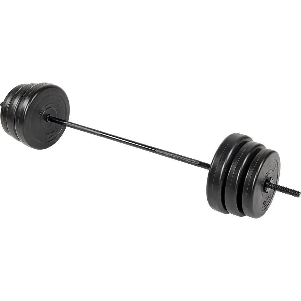 Barbell 100-Pound Weight Set for Home Gym Threaded Ends Come with Six Plates and Optional Standard Barbell with Locks, Barbell