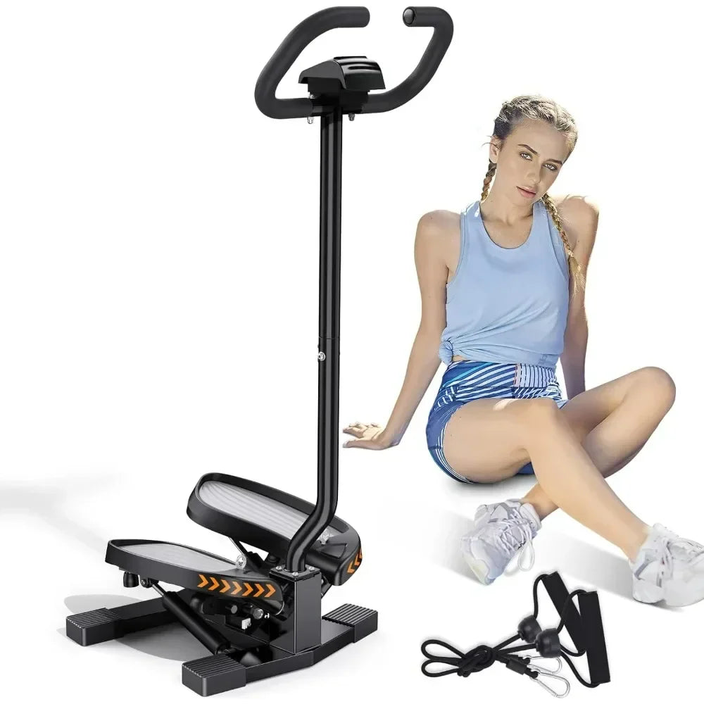 Stair Stepper, for Exercises-Twist Stepper with Resistance Bands and 330lbs Weight Capacity, Black, Lose Weight and Get Fit