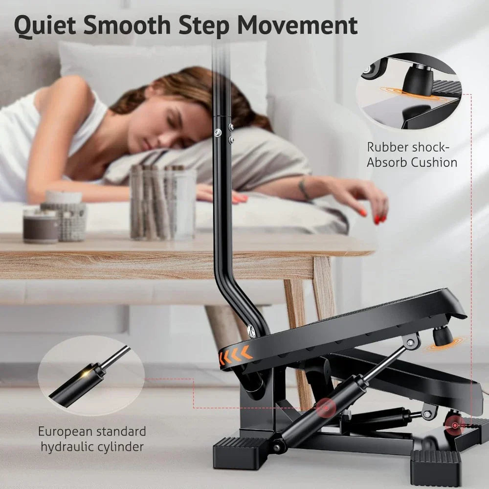 Stair Stepper, for Exercises-Twist Stepper with Resistance Bands and 330lbs Weight Capacity, Black, Lose Weight and Get Fit