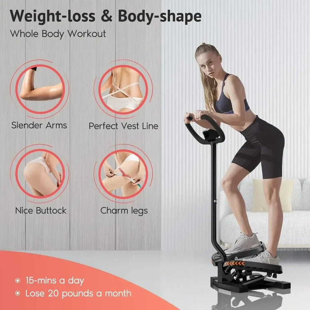 Stair Stepper, for Exercises-Twist Stepper with Resistance Bands and 330lbs Weight Capacity, Black, Lose Weight and Get Fit