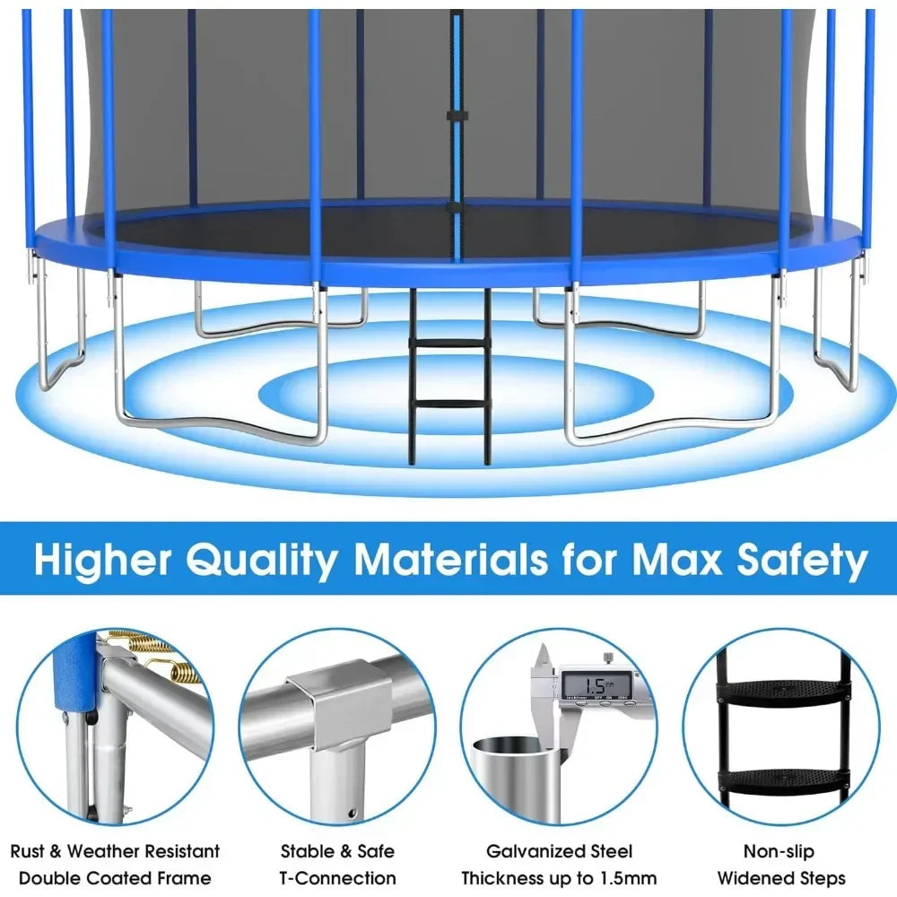 15FT Tranpoline for Kids and Adults 1500LBS with Basketball Hoop, Back Yard Heavy Duty Recreational Tranpolines, ASTM Approved