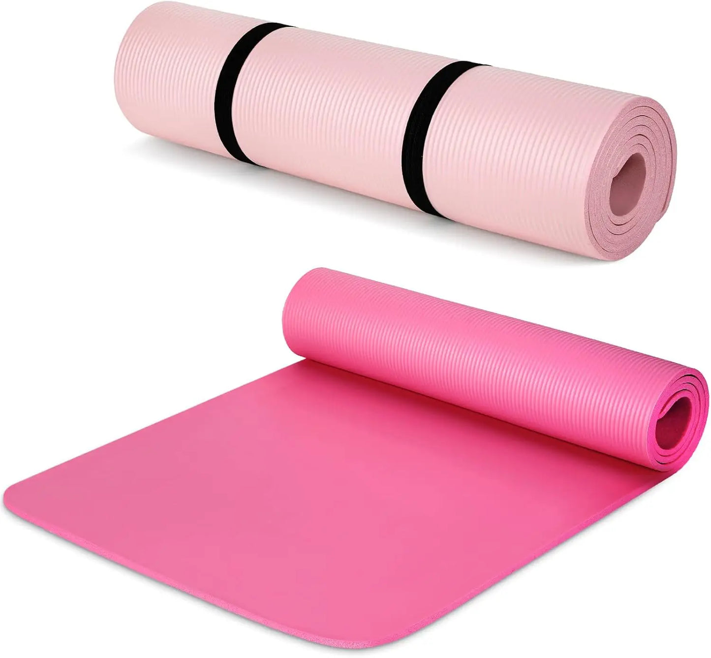 2 Pack Thick Yoga Mat for Home Workout 3/8 Inch Exercise Mat with Strap Non Slip Yoga Mat for Women Men Yoga Equipment