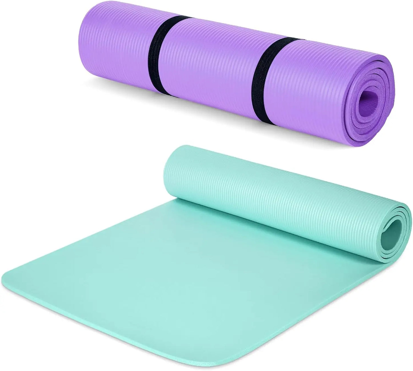 2 Pack Thick Yoga Mat for Home Workout 3/8 Inch Exercise Mat with Strap Non Slip Yoga Mat for Women Men Yoga Equipment