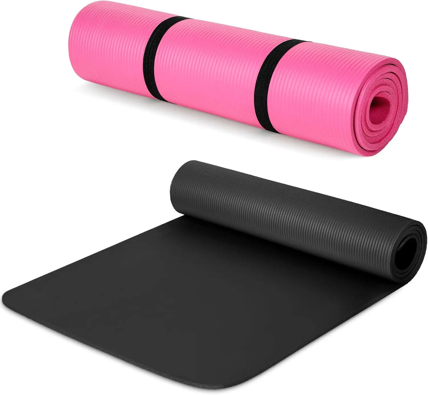 2 Pack Thick Yoga Mat for Home Workout 3/8 Inch Exercise Mat with Strap Non Slip Yoga Mat for Women Men Yoga Equipment