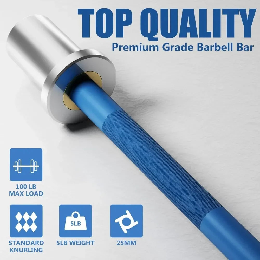 5LB Mini Barbell Bar Beginner Women Kid Bar Total Body Workout Weighted Bar, Resistance Band Bar, for Strength Training, Barbell