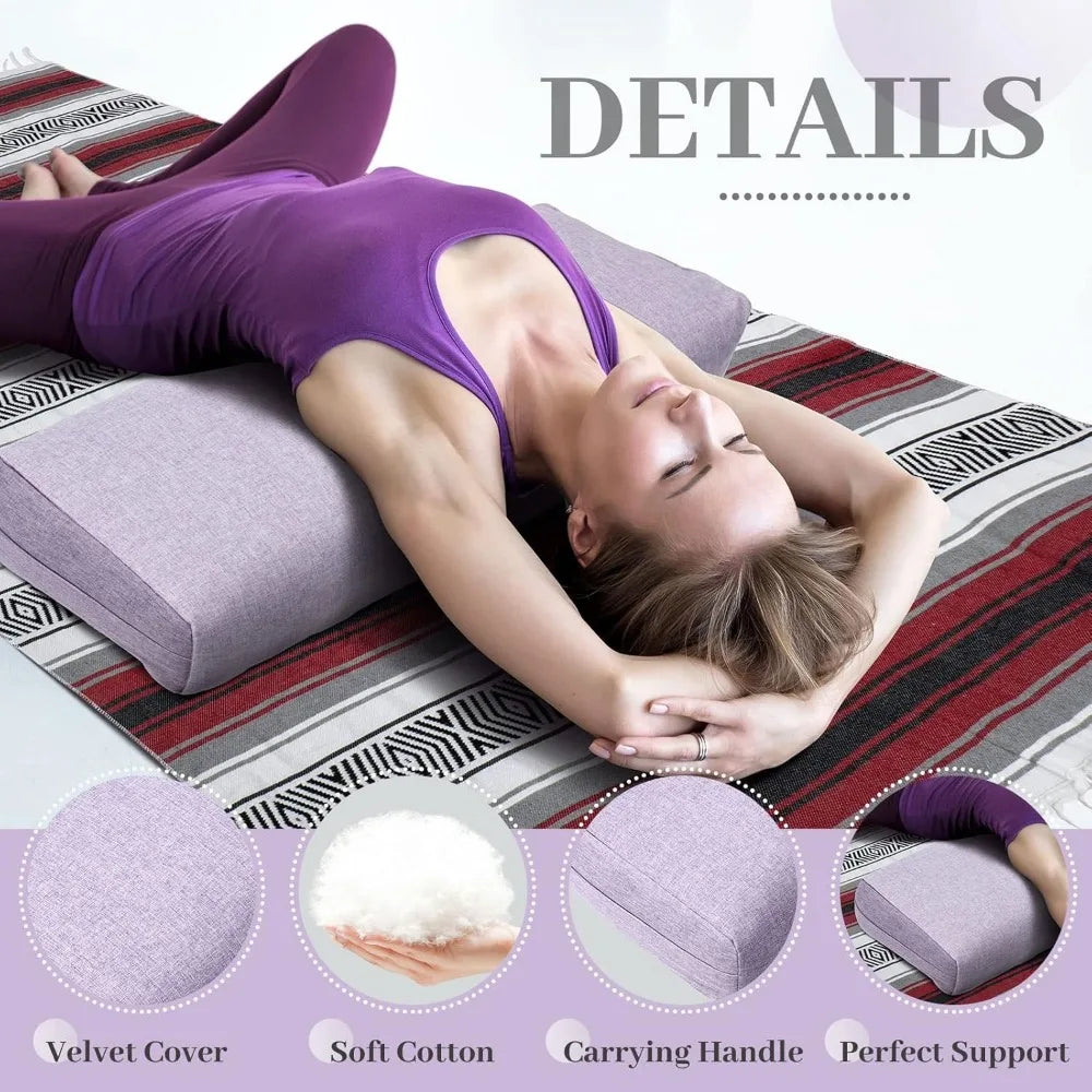 6 Pcs Restorative Yoga Kit Include Rectangular Yogas Bolster Yoga Mexican Blanket Yoga Blocks with Strap Eye Pillow for Exercise