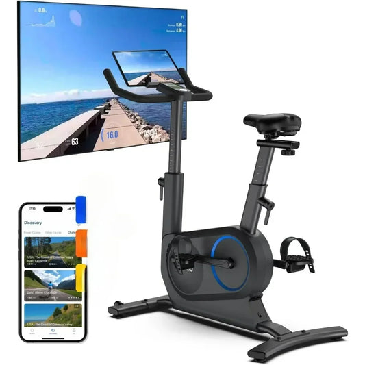 AI Smart Stationary Bike for Home, 24-Level Magnetic Resistance, Bluetooth and App Connectivity, Gifts for Men Women