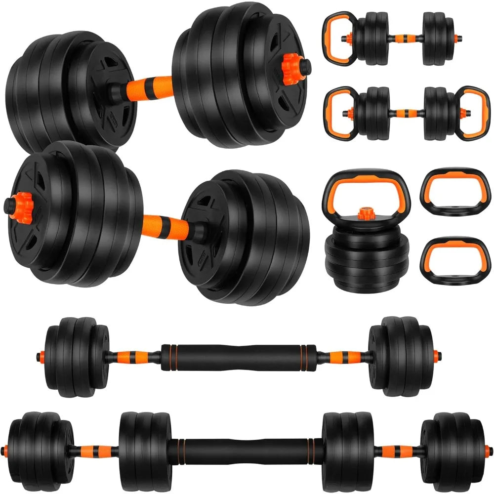 Adjustable Dumbbell Set, Free Weight Set, 4 in1 Dumbbells Set Used As Barbell, Kettlebells, Push Up Stand, Fitness Exercises