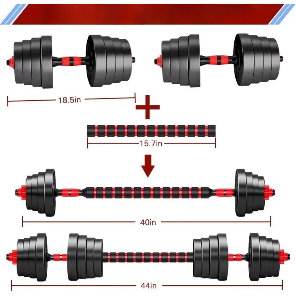 Adjustable-Dumbbells-Sets, 60 Lbs Free Weights-Dumbbells Set of 2 Convertible To Barbell A Pair of Lightweight for Home Gym