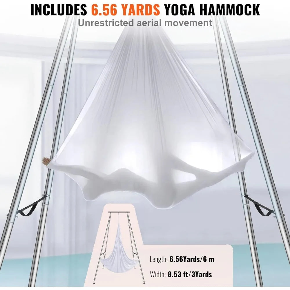 Aerial Yoga Frame & Yoga Hammock, Height Professional Yogas Swing Stand Comes Yards Aerial Hammock, Yoga Rig for Indoor