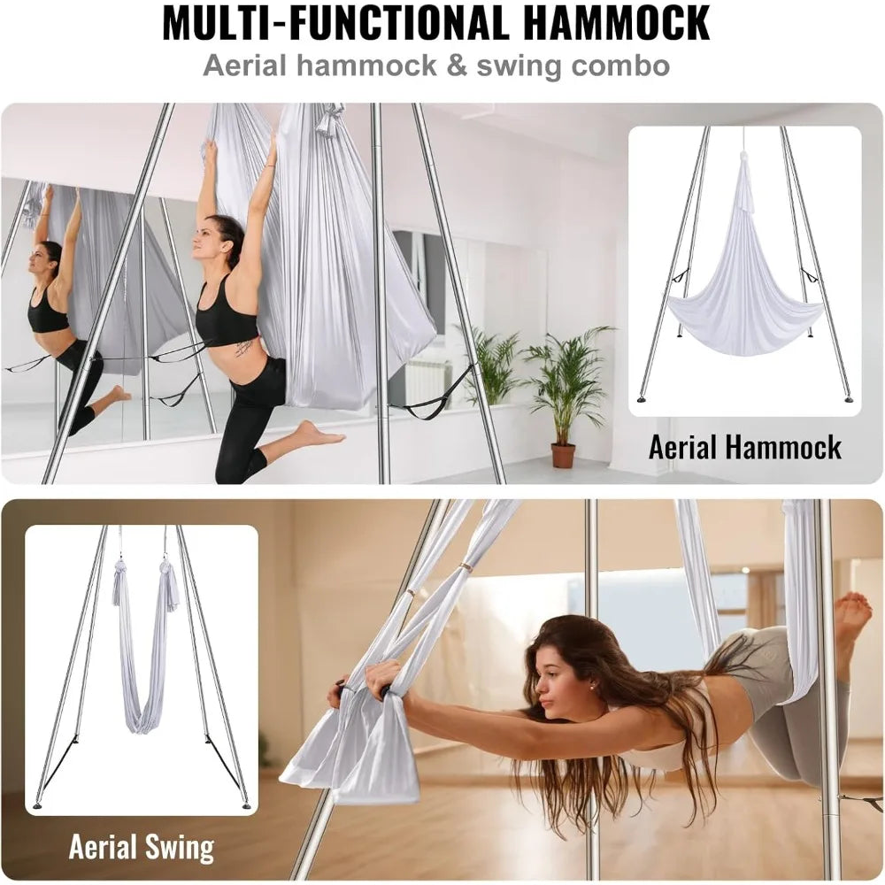 Aerial Yoga Frame & Yoga Hammock, Height Professional Yogas Swing Stand Comes Yards Aerial Hammock, Yoga Rig for Indoor