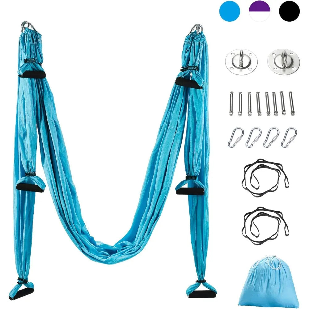 Aerial Yoga Swing Sling Strong Yoga Hammock Kit Set Trapeze Inversion Equipment Include 2 Extensions Straps and Ceiling Mounting