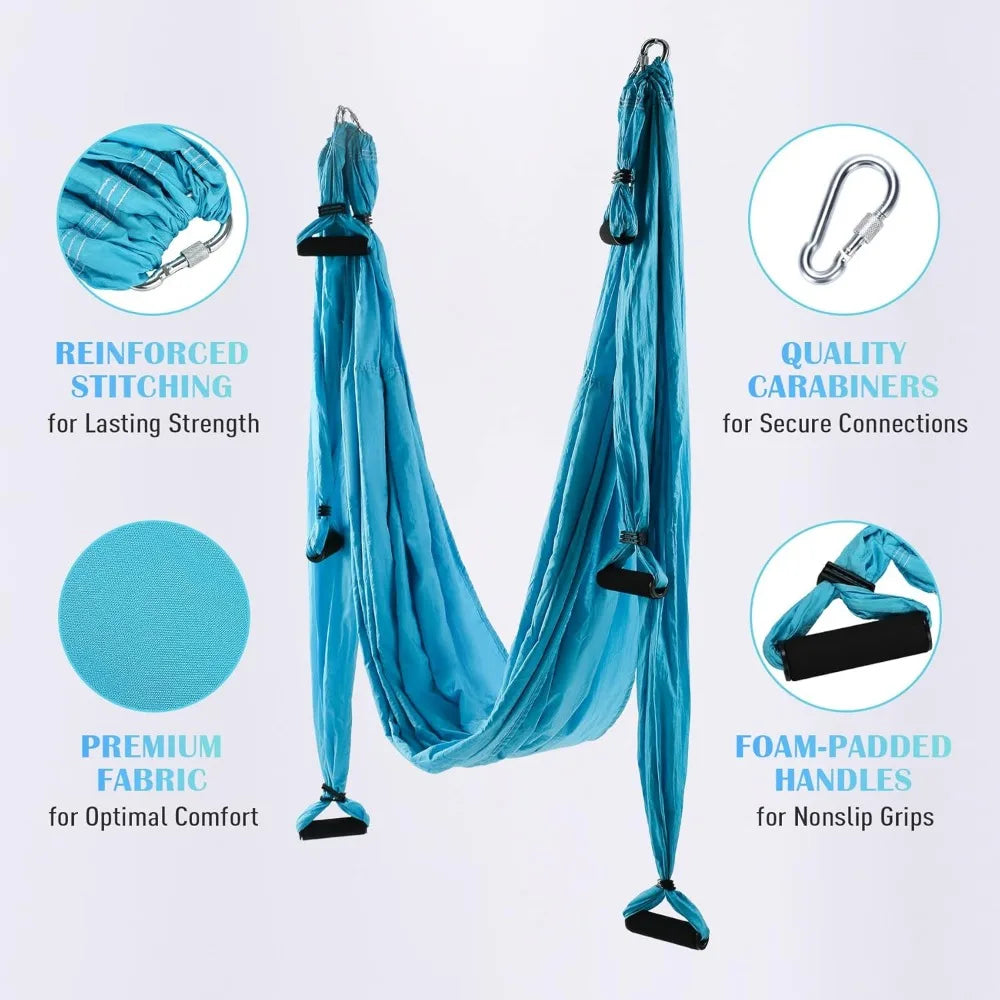 Aerial Yoga Swing Sling Strong Yoga Hammock Kit Set Trapeze Inversion Equipment Include 2 Extensions Straps and Ceiling Mounting