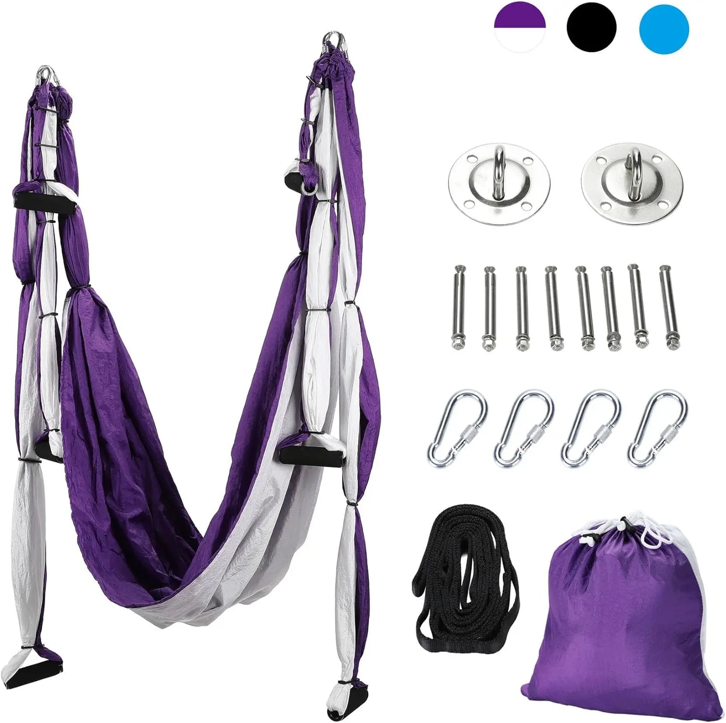 Aerial Yoga Swing Sling Strong Yoga Hammock Kit Set Trapeze Inversion Equipment Include 2 Extensions Straps and Ceiling Mounting