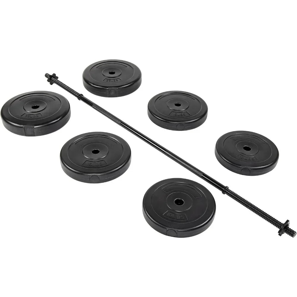 Barbell 100-Pound Weight Set for Home Gym Threaded Ends Come with Six Plates and Optional  Standard Barbell with Locks, Barbell