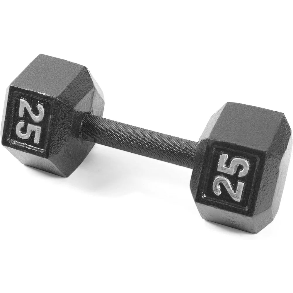 Barbell Black Cast Iron Hex Dumbbell | 5-120 LBs | Single or Pair , Barbell