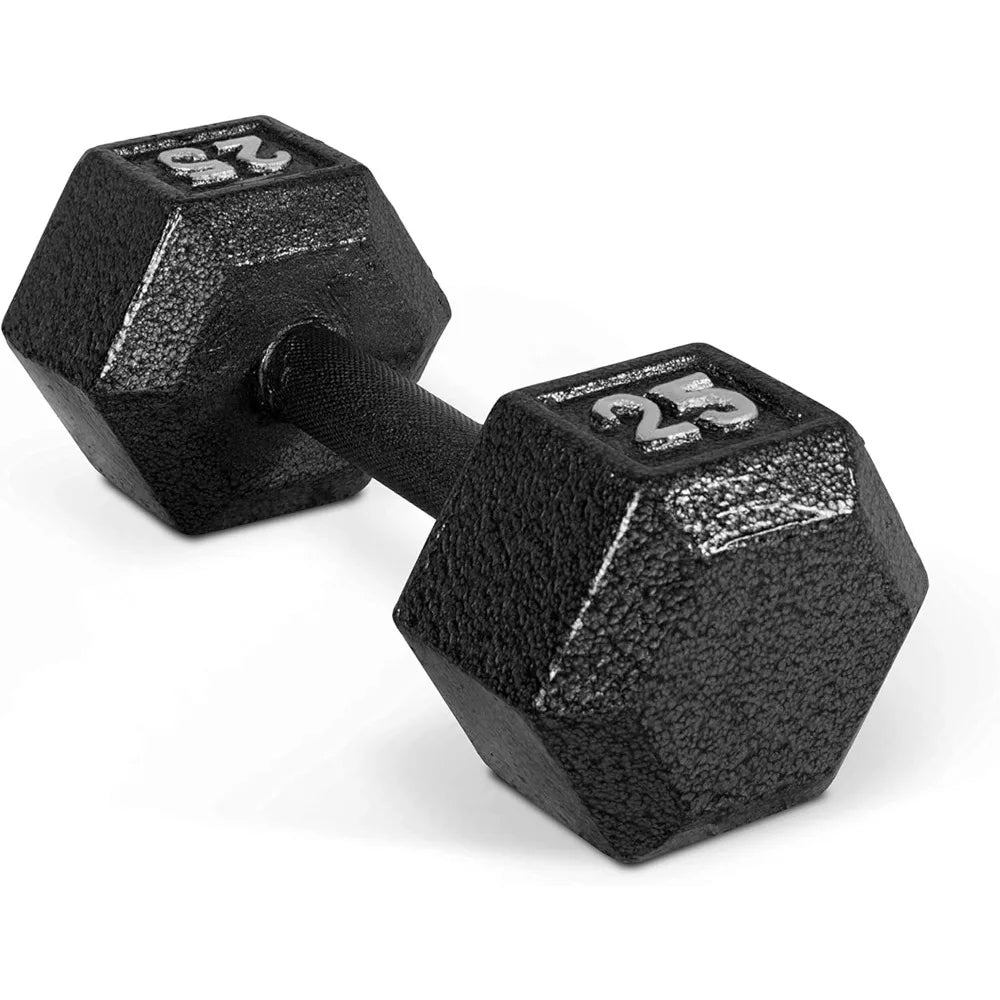 Barbell Black Cast Iron Hex Dumbbell | 5-120 LBs | Single or Pair , Barbell