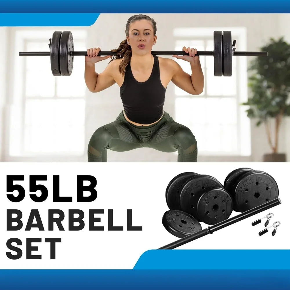 Barbell Duracast 55 Lb Barbell Weight Set Adjustable Weights Gym Equipment for Weight Lifting for Home Gym Workout, Barbell