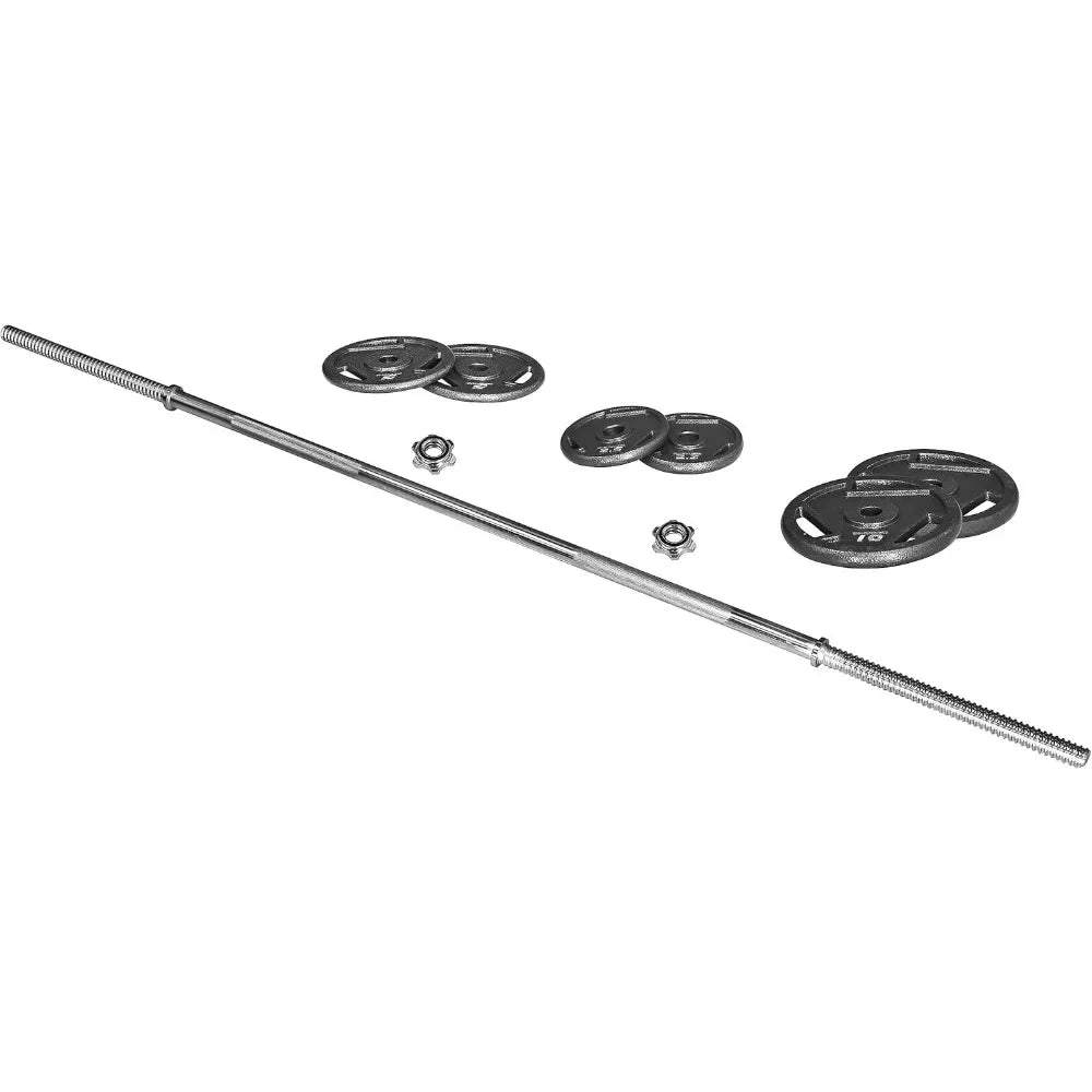 Barbell, Standard Weight Plates Including Plates are made of solid cast iron 5FT Standard Barbell with Star Locks Set, Barbell