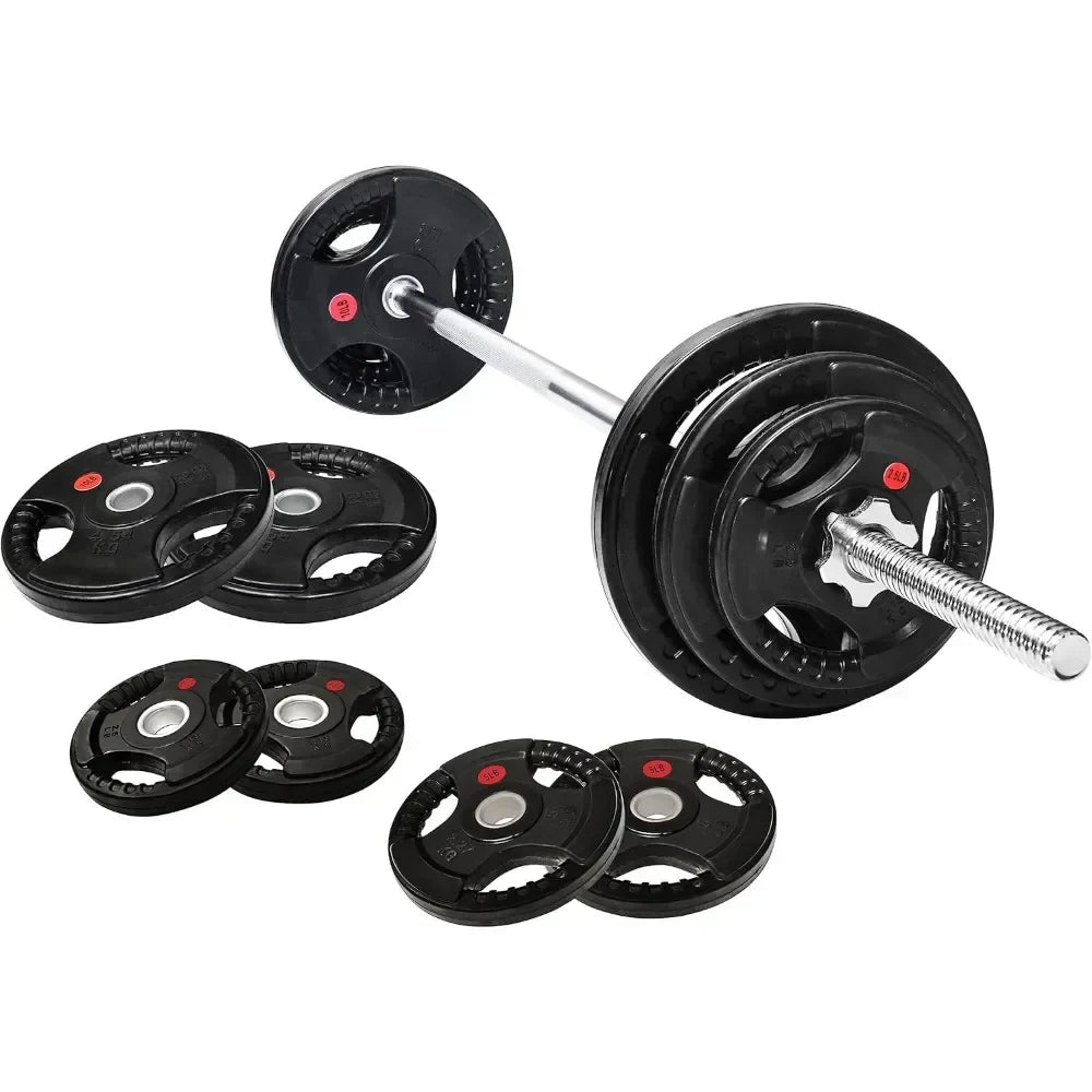 Barbell, Standard Weight Plates Including Plates are made of solid cast iron 5FT Standard Barbell with Star Locks Set, Barbell