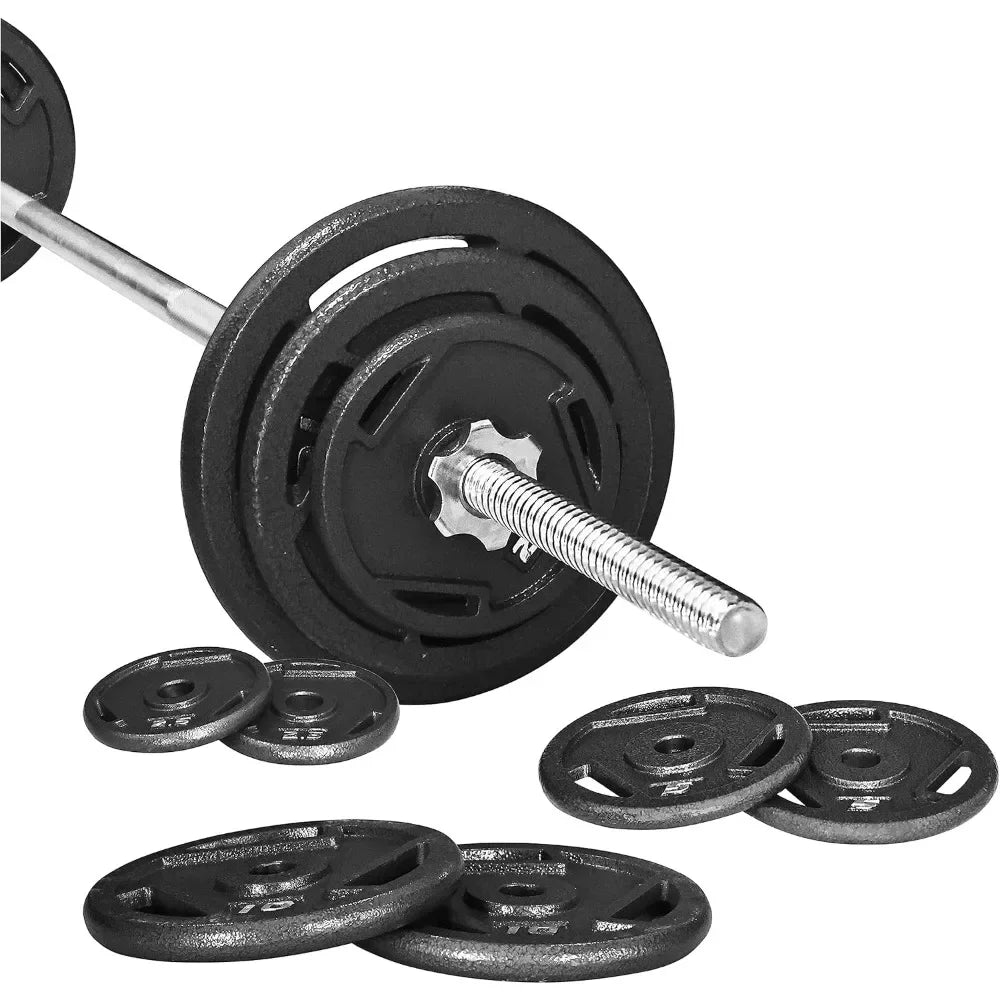 Barbell, Standard Weight Plates Including Plates are made of solid cast iron 5FT Standard Barbell with Star Locks Set, Barbell