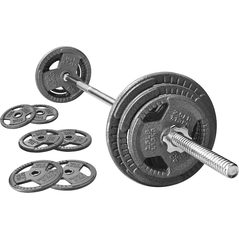 Barbell, Standard Weight Plates Including Plates are made of solid cast iron 5FT Standard Barbell with Star Locks Set, Barbell