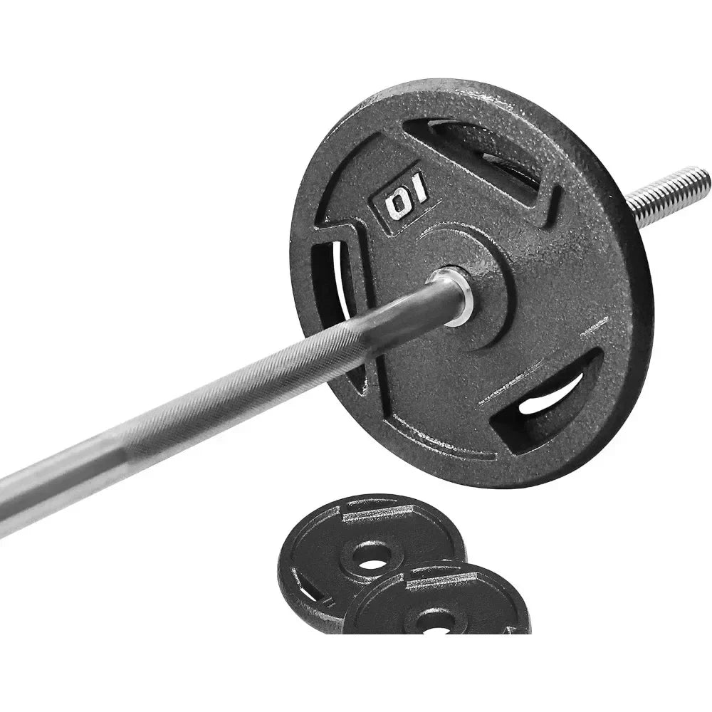 Barbell, Standard Weight Plates Including Plates are made of solid cast iron 5FT Standard Barbell with Star Locks Set, Barbell