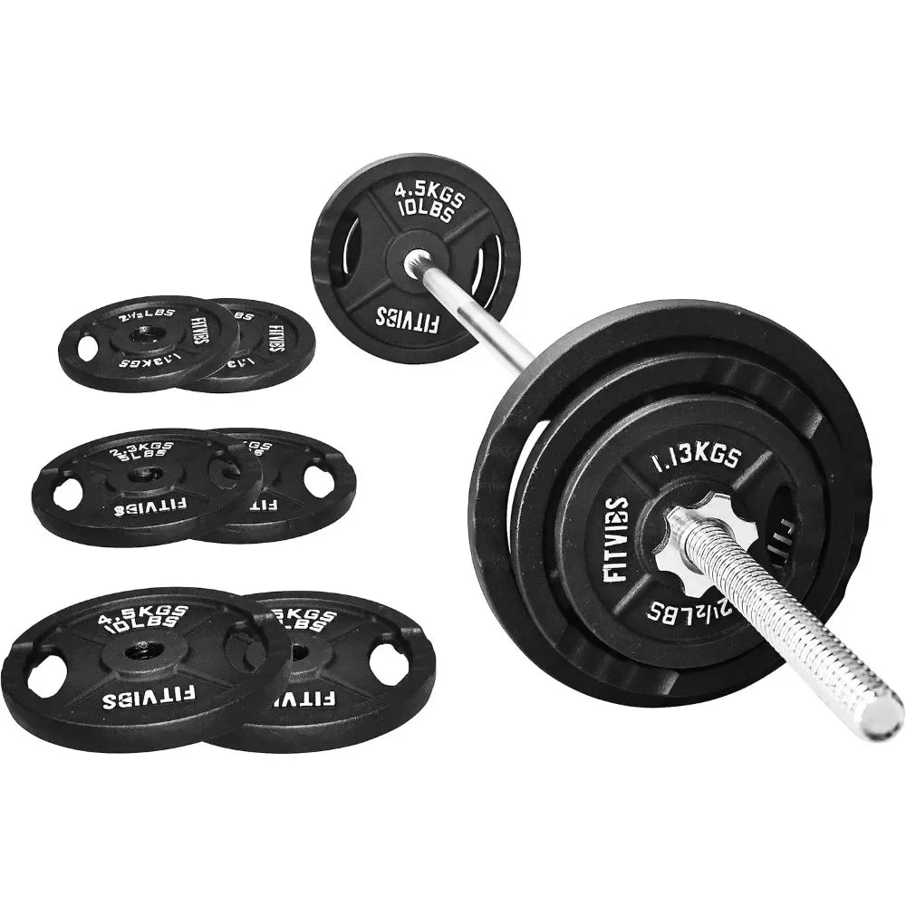 Barbell, Standard Weight Plates Including Plates are made of solid cast iron 5FT Standard Barbell with Star Locks Set, Barbell