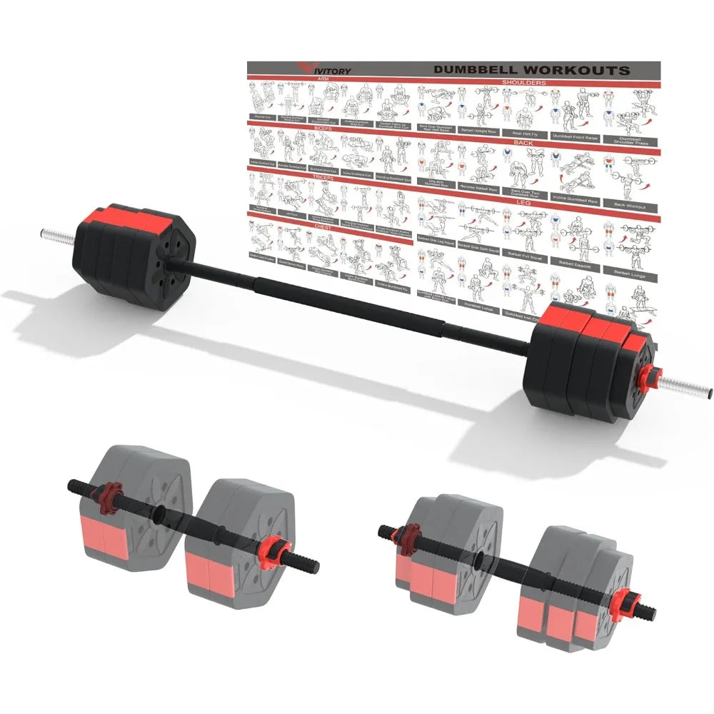 Barbell Weight Set, Adjustable Dumbbells 55/66/88 Lb with Two Bars, Exercise Fitness Free Weights Lifting for Home Gym, Barbell