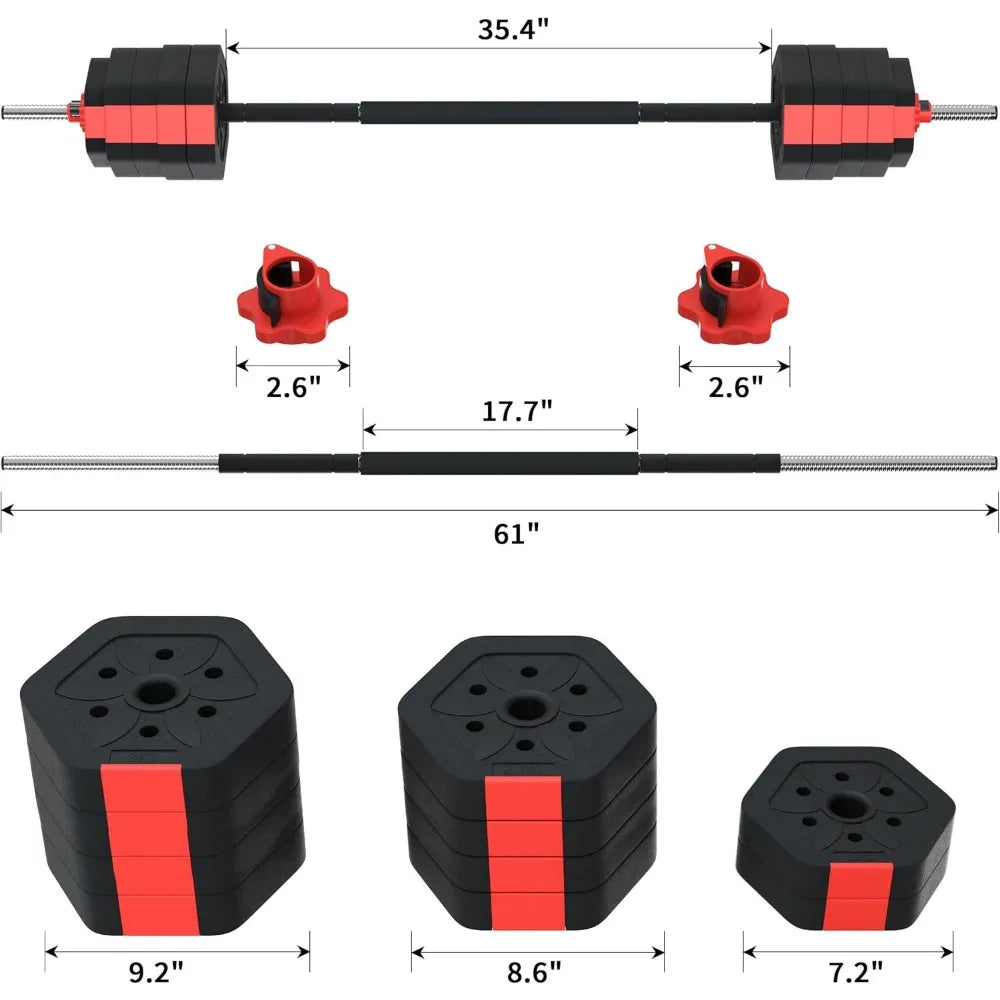 Barbell Weight Set, Adjustable Dumbbells 55/66/88 Lb with Two Bars, Exercise Fitness Free Weights Lifting for Home Gym, Barbell