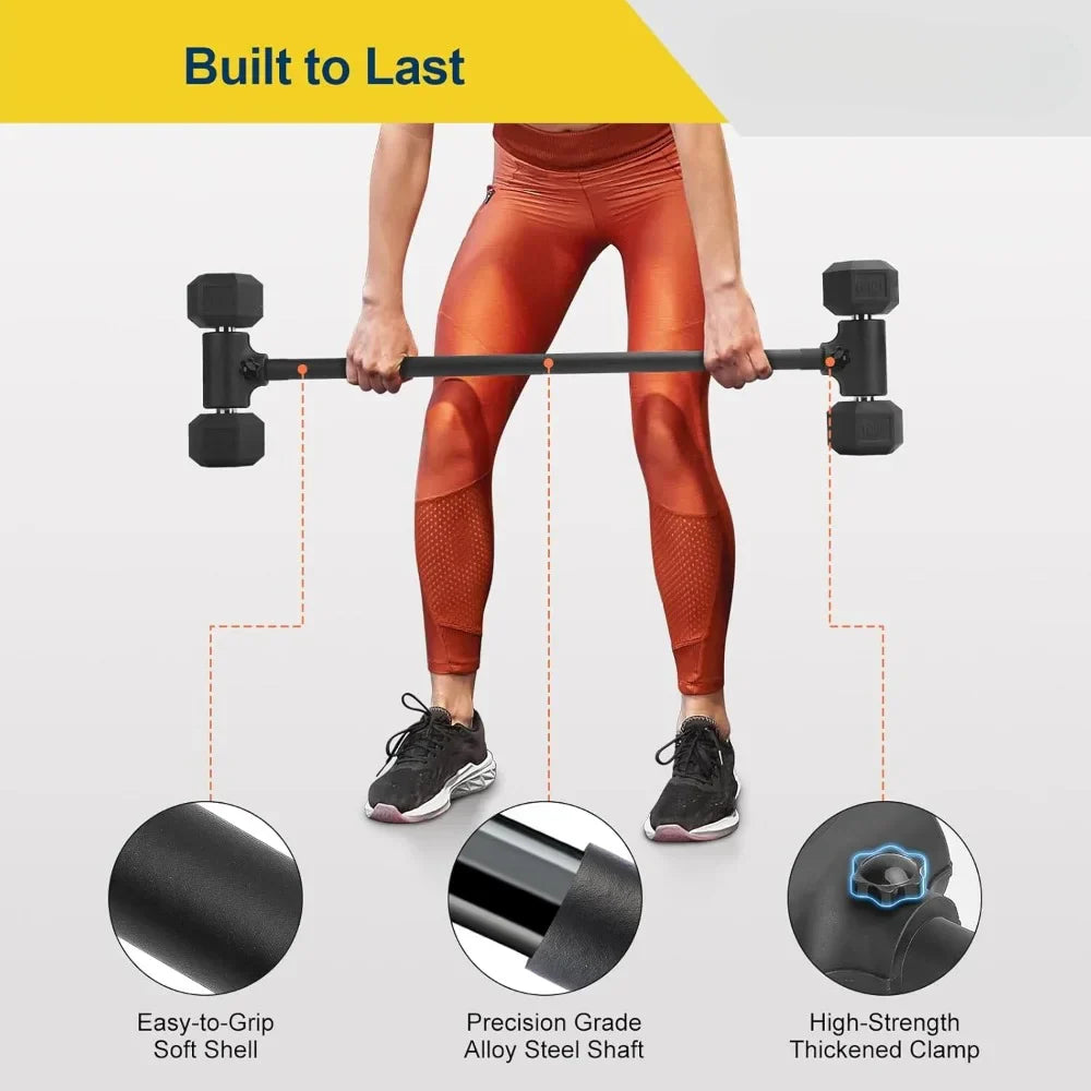 Dumbbell Barbell Converter Set, Transform Dumbbells Into A Complete Home Gym Versatile Adjustable Weight for Full Body Workouts