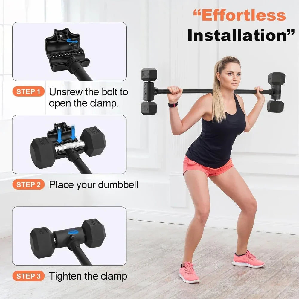 Dumbbell Barbell Converter Set, Transform Dumbbells Into A Complete Home Gym Versatile Adjustable Weight for Full Body Workouts