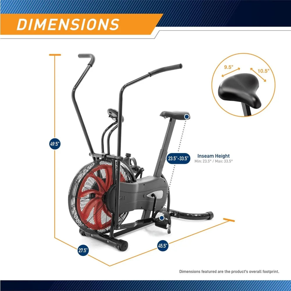 Dynamic Bike, Air-Resistance Exercise Fan Bike With Dual Acction Handlebars Dynamic Bike