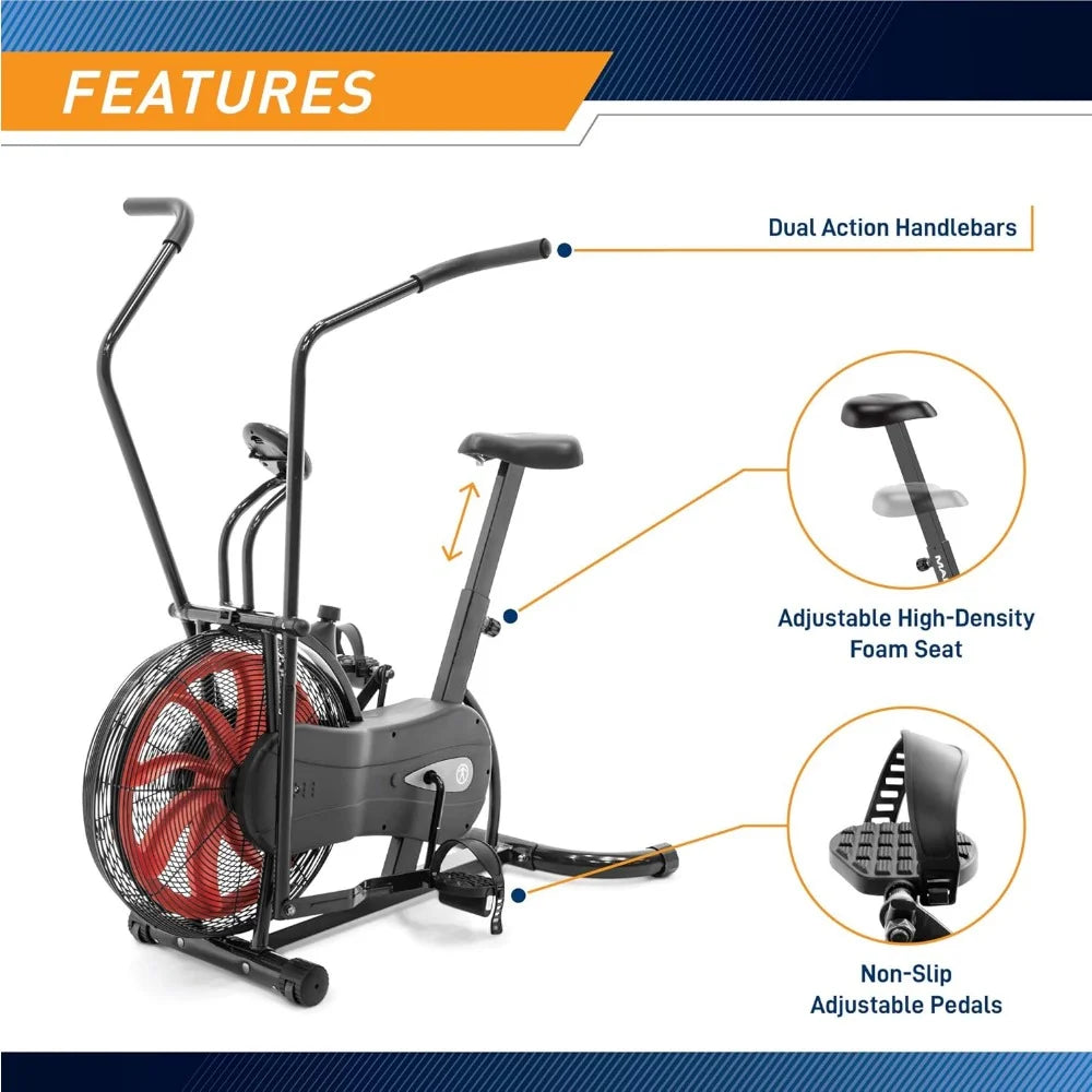 Dynamic Bike, Air-Resistance Exercise Fan Bike With Dual Acction Handlebars Dynamic Bike