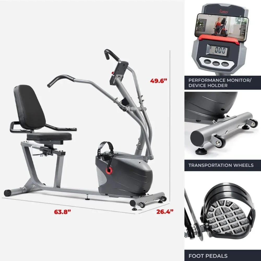 Dynamic Bike Compact Performance Recumbent Bike with Dual Motion Arm Exercisers, Dynamic Bike