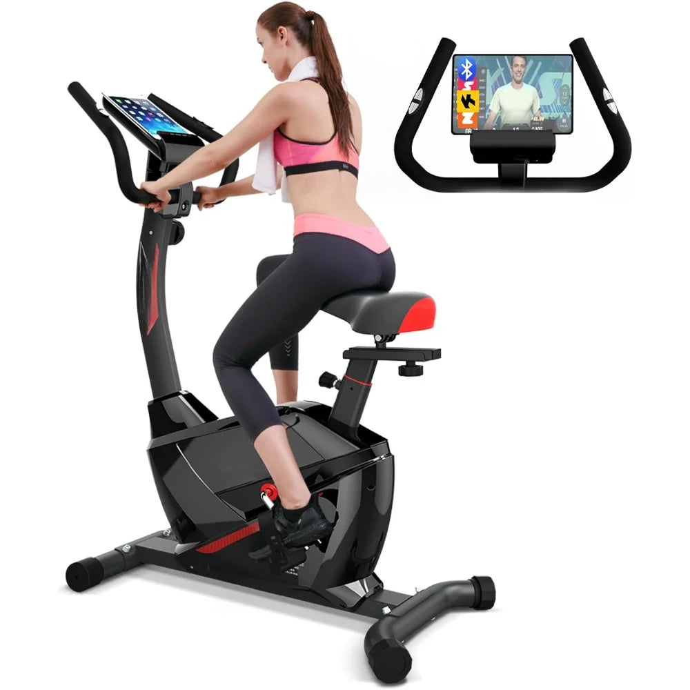 Dynamic Bike Magnetic Exericse Bike with Bluetooth, Upright Exercise Bike Stationary Bikes for Home 350 lbs Capacity