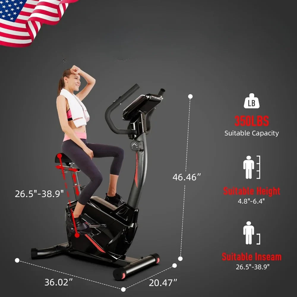 Dynamic Bike Magnetic Exericse Bike with Bluetooth, Upright Exercise Bike Stationary Bikes for Home 350 lbs Capacity