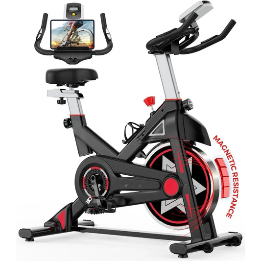 Dynamic Bike, Stationary Bike for Home Gym, Magnetic Resistance Indoor Cycling Bike w/Comfortable Seat Cushion & Ipad Mount