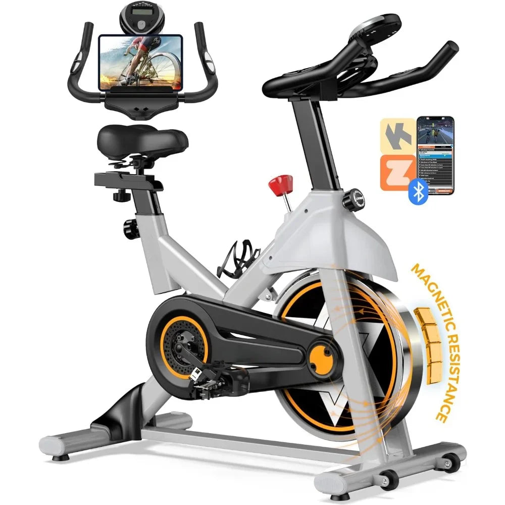 Dynamic Bike, Stationary Bike for Home Gym, Magnetic Resistance Indoor Cycling Bike w/Comfortable Seat Cushion & Ipad Mount