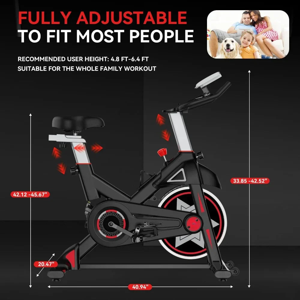 Dynamic Bike, Stationary Bike for Home Gym, Magnetic Resistance Indoor Cycling Bike w/Comfortable Seat Cushion & Ipad Mount