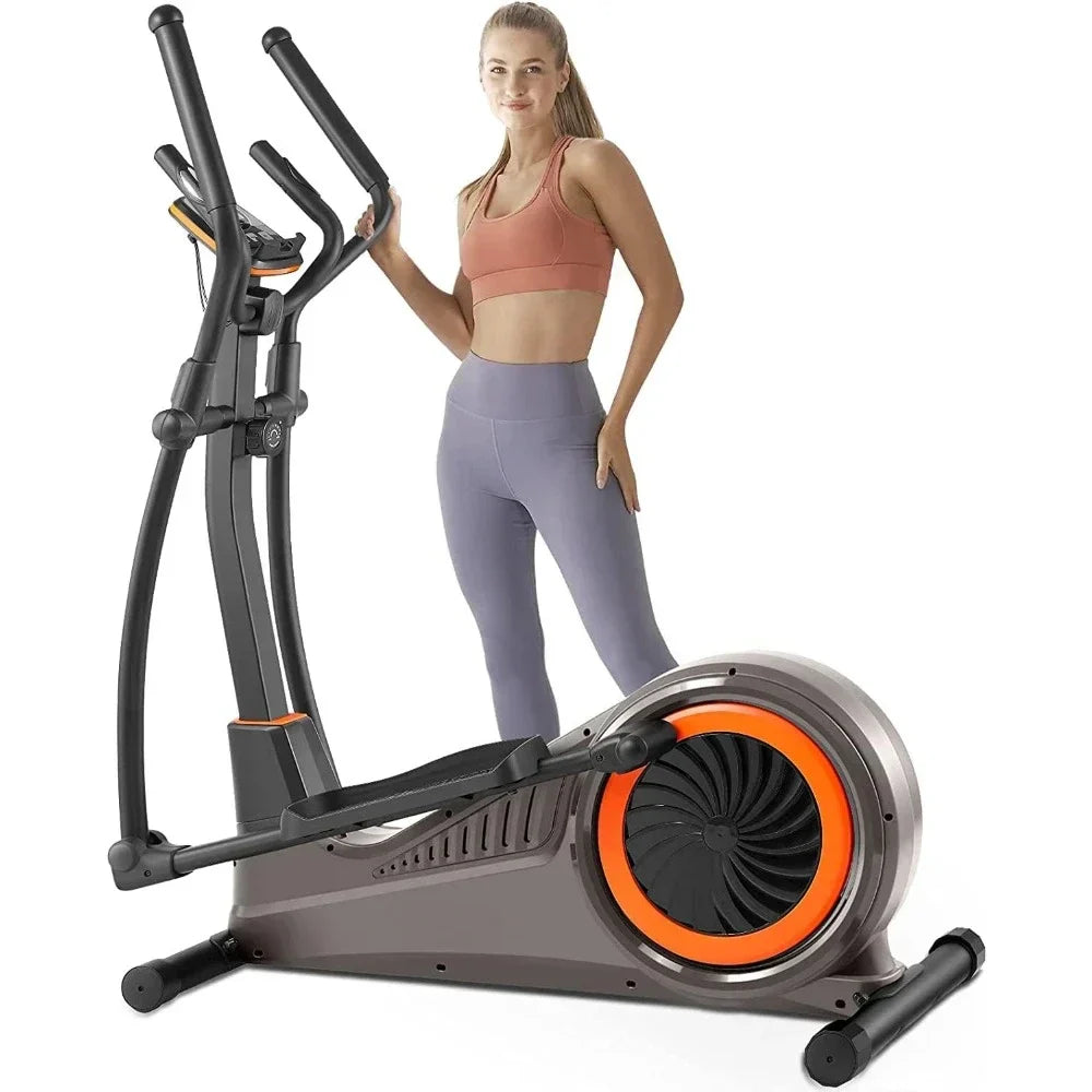 Elliptical Trainer Machine, Quiet Magnetic Driving System, 15.5IN-18IN Stride, 16 Resistance Levels, 400LBS Loading Capacity