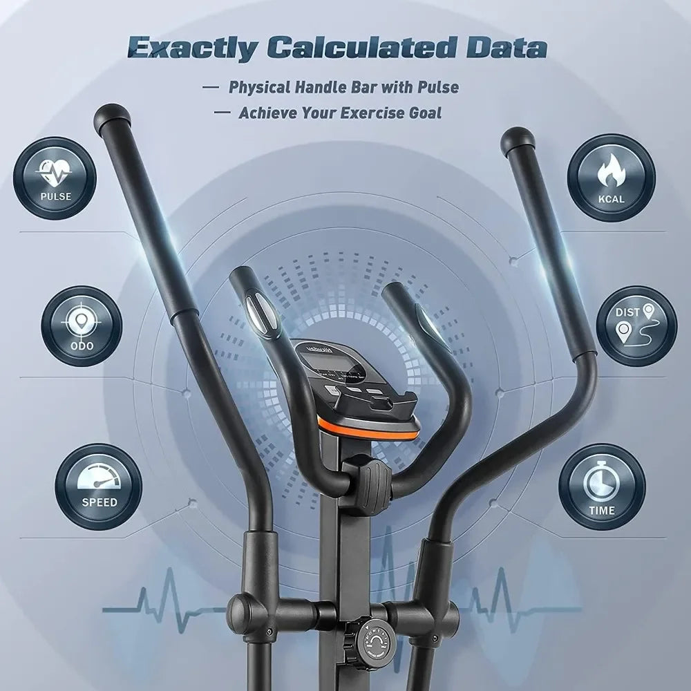 Elliptical Trainer Machine, Quiet Magnetic Driving System, 15.5IN-18IN Stride, 16 Resistance Levels, 400LBS Loading Capacity