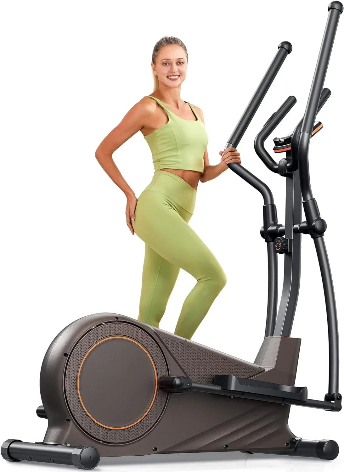 Elliptical Trainer Machine, Quiet Magnetic Driving System, 15.5IN-18IN Stride, 16 Resistance Levels, 400LBS Loading Capacity