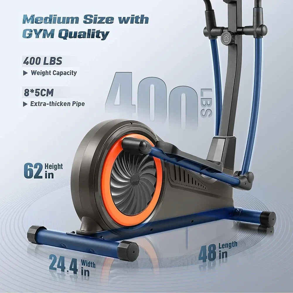 Elliptical Trainer Machine, Quiet Magnetic Driving System, 15.5IN-18IN Stride, 16 Resistance Levels, 400LBS Loading Capacity