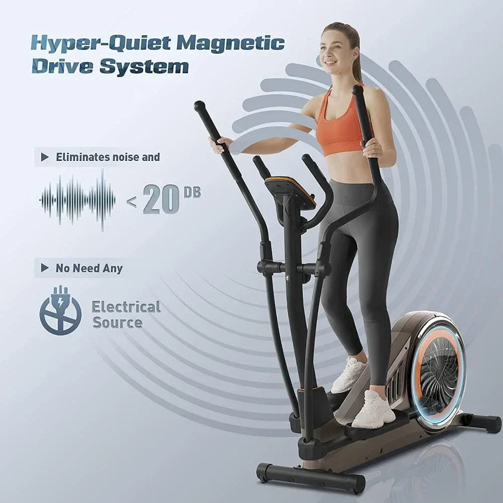 Elliptical Trainer Machine, Quiet Magnetic Driving System, 15.5IN-18IN Stride, 16 Resistance Levels, 400LBS Loading Capacity