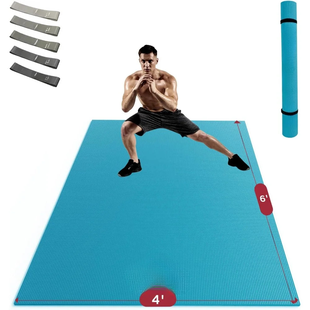 Extra Large Exercise Mat, Non-Slip, Ultra Durable, Thick Workout Mats for Home Gym Flooring Cardio, Yoga Mats for Fitness