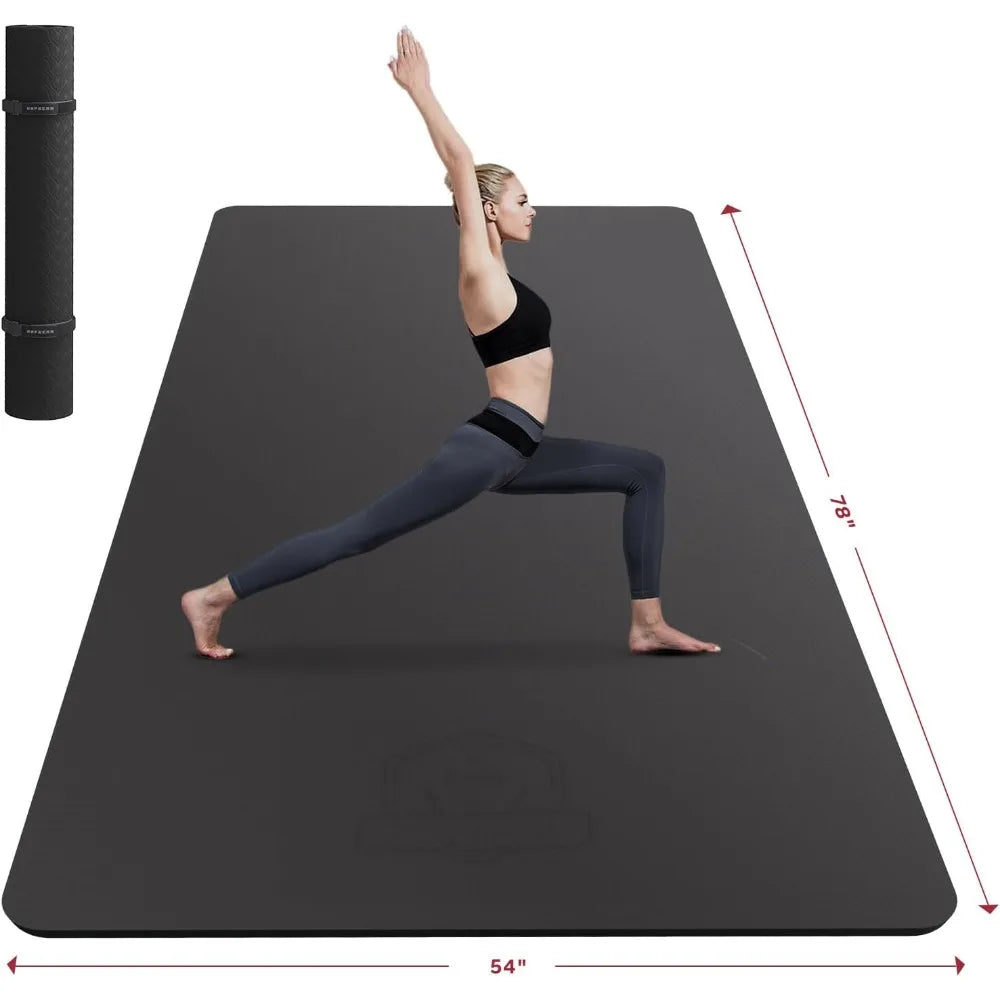 Extra Large Yoga Mat - 72"x48"/78"x54"x6mm, Non-Slip, Durable, Eco-Friendly, Thick Wide Exercise Mat for Home Workouts, Yoga