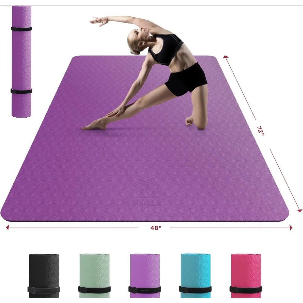 Extra Large Yoga Mat - 72"x48"/78"x54"x6mm, Non-Slip, Durable, Eco-Friendly, Thick Wide Exercise Mat for Home Workouts, Yoga